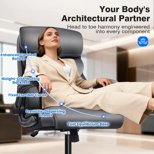 Miniatura 3 de AreShark Silla de oficina – Silla ejecutiva de escritorio cómoda transpirable con respaldo alto y soporte lumbar, silla ergonómica de cuero rodante