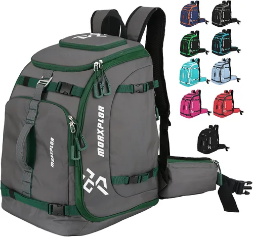 Miniatura 9 de MORXPLOR Ski Boot Bag - 65L Padded, Waterproof Ski Travel Backpack for Gear & Accessories