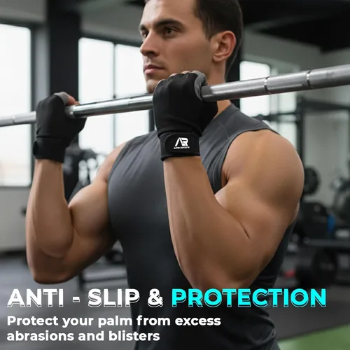 Miniatura 5 de Guantes de gimnasio transpirables para hombres y mujeres – Guantes de entrenamiento ligeros, antideslizantes con protección completa de la palma
