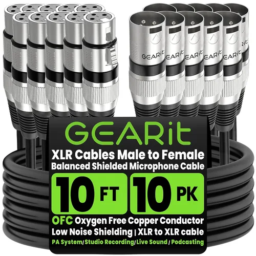 Miniatura 19 de GEARit XLR - Cable de micrófono macho a hembra (10 pies, paquete de 6) mezclador blindado equilibrado de 3 pines, estudio de grabación, podcast