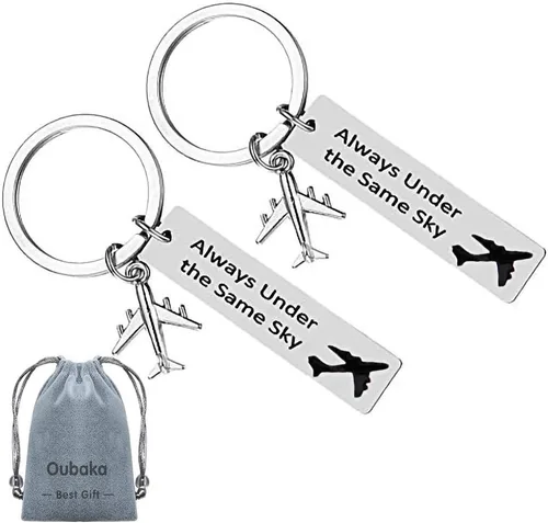 Regalos para relaciones de larga distancia, llaveros para parejas, llavero de buen amigo, regalo de joyería con texto en inglés "Always Under the