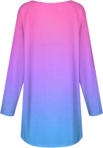 Miniatura 2 de Camisas de manga larga para mujer 2023 con estampado gráfico, sudaderas casuales plisadas con estampado degradado