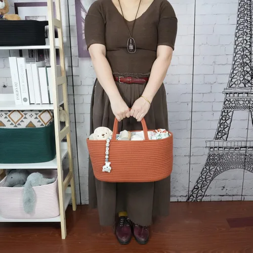 Miniatura 3 de XUANGUO Organizador Grande de Pañales para Bebé con Cuerda para Niña o Niño, Cesta de Almacenamiento para Guardería, Porta pañales Portátil, Bolsa