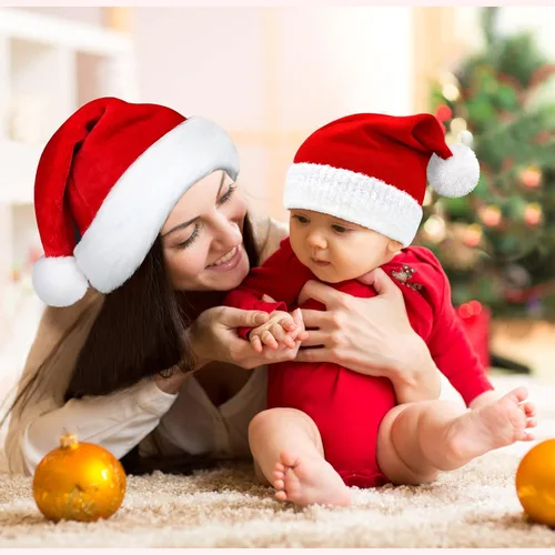 Miniatura 4 de Sombrero de Papá Noel de punto para niños pequeños, gorro de Navidad para recién nacido, disfraz de Papá Noel para bebé
