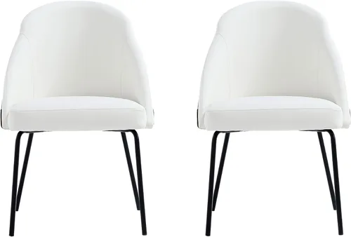 Miniatura 17 de Manhattan Comfort Gracie - Juego de 1 sillas de comedor modernas de piel sintética, asiento tapizado de piel sintética, patas de acero, espuma