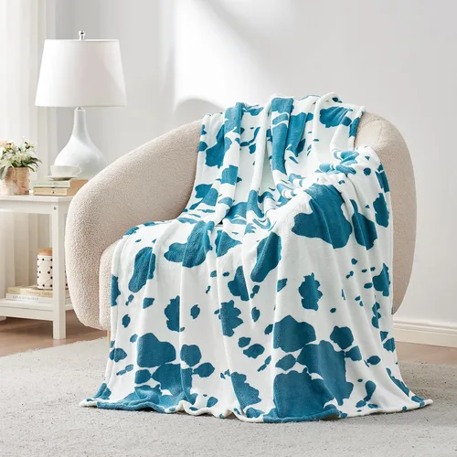 Miniatura 17 de Cozy Bliss Manta mullida con estampado de vaca para sofá, manta gruesa, suave y cálida de forro polar que no desprende para decoración occidental