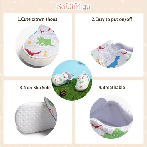Miniatura 5 de Sawimlgy Zapatos de calcetines para bebés y niñas recién nacidos, bonitos zapatos de dibujos animados, suela antideslizante suave y antideslizante