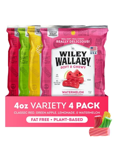 Miniatura 10 de Wiley Wallaby Regaliz australiano, bolsas de 4 onzas, 12 unidades (negro)
