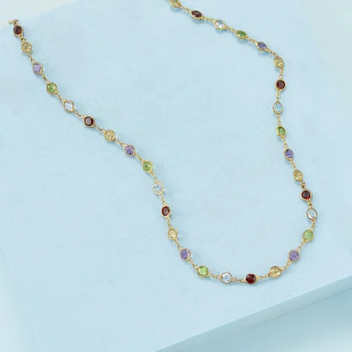Miniatura 3 de Ross-Simons Collar de piedras preciosas múltiples engastadas con bisel de 8,85 qt. t en oro de 18 quilates sobre plata esterlina, Gema, multi