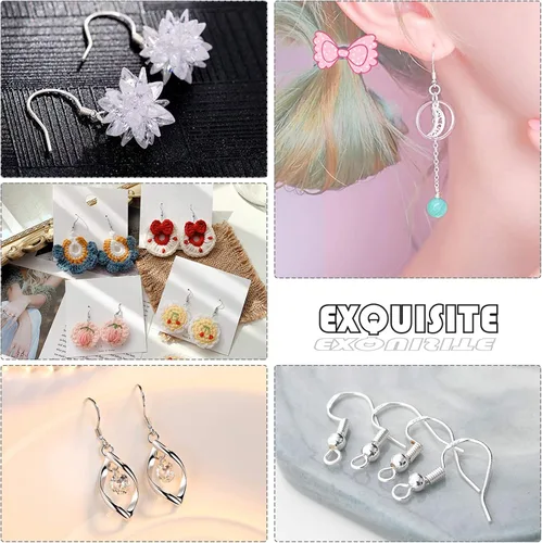 Miniatura 5 de Ganchos chapados en plata de ley 925, 150 piezas/75 pares, ganchos de pez, 500 piezas hipoalergénicas para hacer aretes con anillos de salto