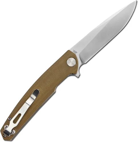 Miniatura 3 de S-TEC Sandvik - Cuchillo plegable de acero inoxidable con mango compuesto G10 (TS500 marrón)