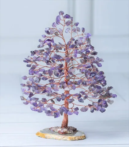Miniatura 12 de Crocon® Árbol de la vida de 7 chakras, sabiduría espiritual, base de rodajas de ágata, árbol de cristal hecho a mano para energía positiva