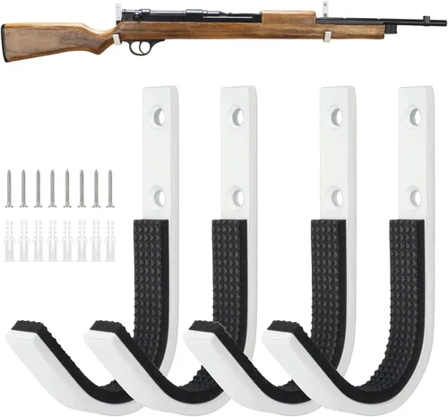 Miniatura 18 de Perchero de almacenamiento para rifles de montaje en pared, ganchos de escopeta horizontales de metal para almacenar escopetas, rifles, arco de tiro