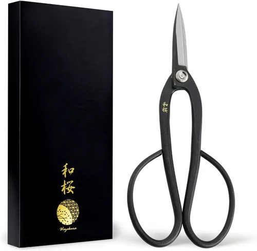 Wazakura Yasugi Steel Made in Japan Ashinaga - Tijeras para bonsái de 8.2 pulgadas (8.268 in), tijeras de podar, herramientas japonesas de
