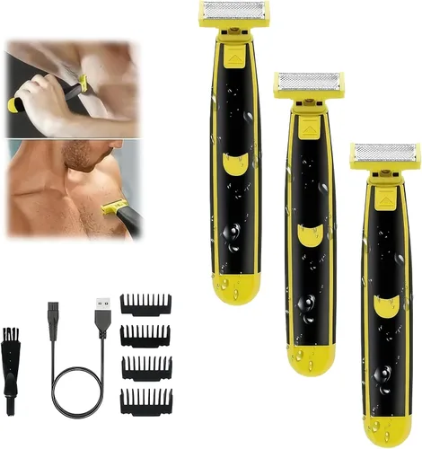 Miniatura 8 de Afeitadora eléctrica para hombre, maquinilla de afeitar de doble hoja para húmedo y seco, lavable de cuerpo completo, recargable por USB, 4