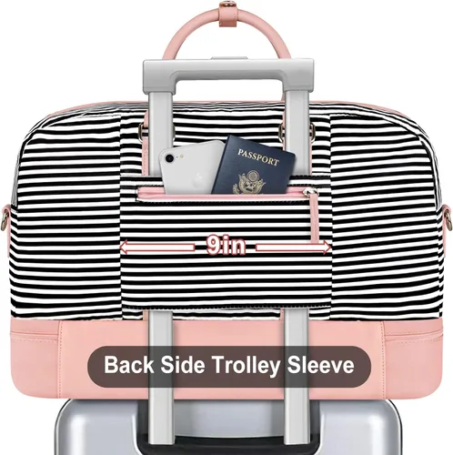 Miniatura 115 de IBFUN Bolsas de fin de semana para mujer, bolsa grande de lona para viaje, bolsa de viaje con compartimento para zapatos, 21 pulgadas, juego de 3