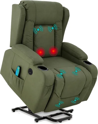 Miniatura 9 de Best Choice Products - Silla de elevación eléctrica de cuero PU, silla reclinable de masaje, muebles ajustables para espalda, patas con 3