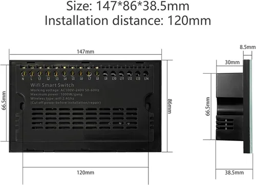Miniatura 4 de Smart Home WiFi Smart Touch Light Interruptor de pared Interruptor de cristal Panel Tuya App Smart Life Compatible con control de voz (negro)