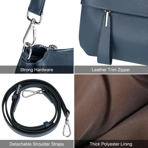 Miniatura 40 de Over Earth Genuine Leather Crossbody Bags for Women Small Hobo Handbags Shoulder Purses with 2 Detachable Straps