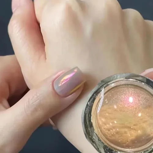 Miniatura 4 de 1 tarro Aurora Orange Mirror Effect Nail Art Powder Moonlight Chrome Plating Pigment Dust Gel Polish Decor Powder Nail Dust White Froting on Glitter
