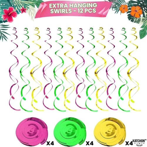 Miniatura 3 de KatchOn, Remolinos colgantes hawaianos de Tiki – Paquete de 30, sin bricolaje Decoraciones de fiesta Tiki Decoraciones de fiesta hawaiana