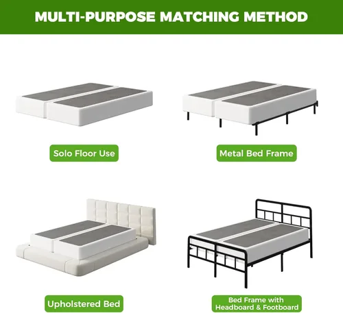 Miniatura 8 de EMODA Base de cama de metal resistente de 4 pulgadas con cubierta de tela, fácil montaje