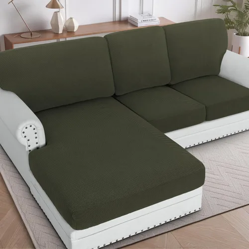Miniatura 33 de H.VERSAILTEX Fundas para sofá seccional, 4 piezas, fundas de cojín de asiento de sofá en forma de L, fundas de cojín separadas para chaise longue