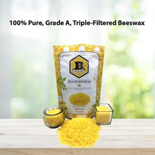 Miniatura 5 de Beesworks, gránulos de cera de abeja amarillos (2 libras).