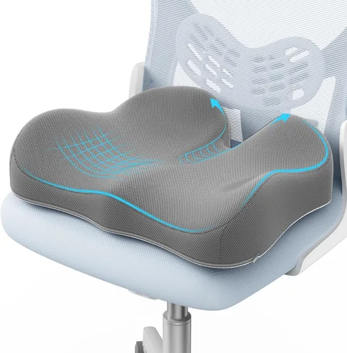Miniatura 7 de Cojín de Asiento de Espuma Viscoelástica Extra Grande para Silla de Oficina, Alivio de Presión, Ciática y Dolor de Coxis, Almohadilla de Coxis Firme