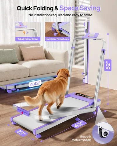 Miniatura 8 de Walking Pad Treadmill with 12% Incline & Adjustable Height, 4 in 1 Walking Pad with Handle Bar, 3.5HP Foldable Under Desk Treadmill, Portable