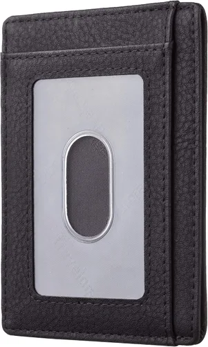Miniatura 3 de Travelambo - Cartera de piel minimalista con bolsillo frontal tamaño mediano cartela delgada RFID dispositivos de identificación por radiofrecuencia