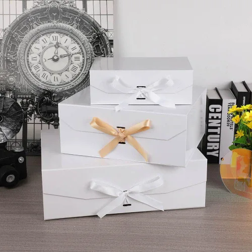 Miniatura 6 de GoooodGift Caja de regalo grande blanca de 13 x 11 x 5.3 pulgadas, caja de regalo con tapa cierre magnético, Navidad, cajas de regalo plegables