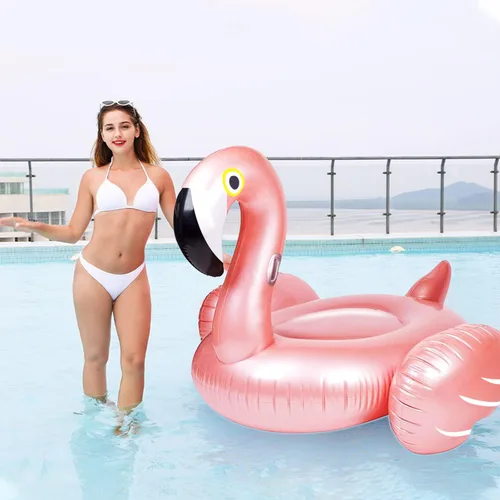 Miniatura 6 de Flotador inflable gigante de flamenco para piscina, flotador de piscina con válvulas rápidas, balsa flotante de natación, sala de estar, decoración