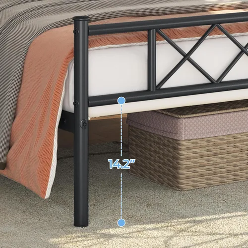 Miniatura 5 de Yaheetech Juego de 2 bases de cama de metal tamaño individual XL, base de colchón con cabecera y estribo, cama de metal con almacenamiento debajo