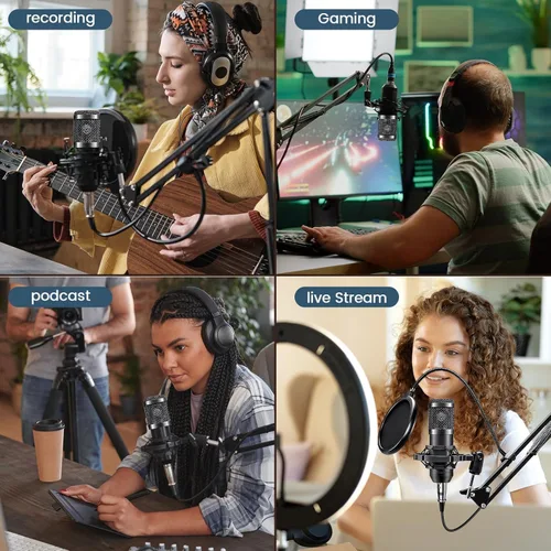 Miniatura 5 de Paquete de equipo de podcast, kit de estudio BM-800 con convertidor de voz para jugadores, y mezclador DJ todo en uno perfecto para vlog de laptop