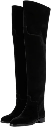 Miniatura 6 de YDN Botas planas de pantorrilla ancha para mujer, con puntera redonda, por encima de la rodilla, con tacón bajo, botas altas hasta el muslo, zapatos