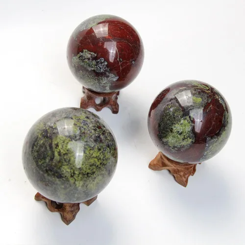 Miniatura 2 de Esfera de piedra de sangre de dragón natural de 2.559 in con soporte de madera, bola de cristal curativo, piedra preciosa mineral, adivinación