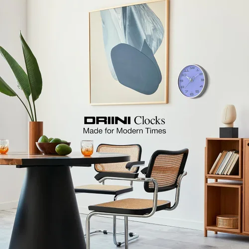 Miniatura 7 de Driini Reloj de pared moderno de mediados de siglo (12 pulgadas), reloj de pared retro silencioso sin tictac para sala de estar, cocina o baño