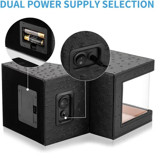 Miniatura 5 de Enrollador automático de un solo reloj con motor Mabuchi japonés silencioso, adaptador de CA o funciona con pilas (batería no incluida), Reloj Winder
