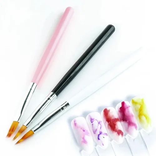 Miniatura 5 de 6pcs Ombre Nail Brush Nail Paint Pen para línea de encaje degradado Color Ombre cepillo para uñas de gel, pinceles de arte de uñas de madera, Ombre