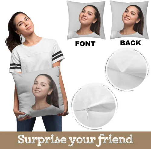 Miniatura 3 de Fundas de almohada personalizadas con texto de imagen, 12 x 12 pulgadas, fundas de almohada cuadradas personalizadas de doble cara para sofá cama