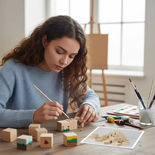 Miniatura 5 de Bloques de madera de 1 pulgada para manualidades, cubos de madera sin terminar, bloques de madera cuadrados en blanco natural, cubos de madera