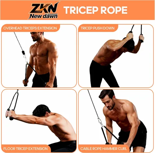 Miniatura 6 de Cuerda de tríceps con asas ergonómicas, cuerda de tríceps para sistema de poleas de máquina de cable, accesorios de gimnasio en casa Rojo