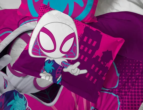 Miniatura 5 de Marvel Spidey & His Amazing Friends Ghost Spider Gwen - Juego de ropa de cama individual de 5 piezas, incluye edredón y juego de sábanas, microfibra