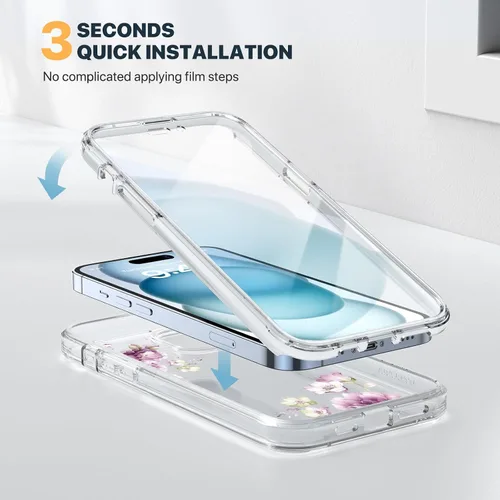 Miniatura 453 de Diaclara Funda diseñada para iPhone 16, mejorada [protección completa de la cámara], carcasa resistente de cuerpo completo con protector de pantalla