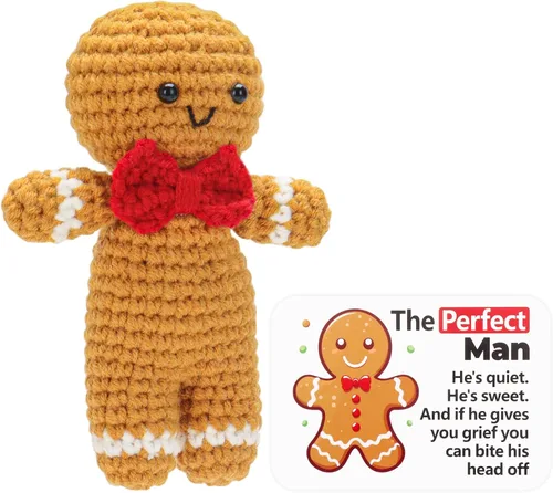 Miniatura 7 de Muñeca de vudú positiva graciosa hecha a mano de ganchillo rellena de peluche con tarjeta de afirmación de positividad para decoración de Halloween