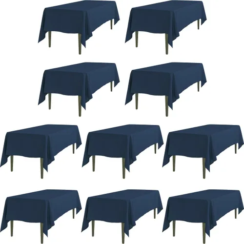Miniatura 15 de LTC LINENS - Paquete de 2 manteles rectangulares de poliéster, de 60 x 102 pulgadas y 6 pies, color azul bebé, con caída parcial, resistentes a