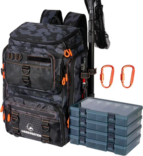 Miniatura 10 de Fishing Backpack with Rod Holders,900D Oxford Water-Resistant Fishing Gear,42L Large Storage Tackle Bag for Men
