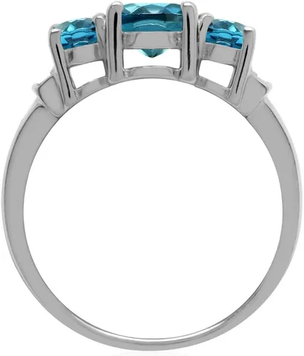 Miniatura 3 de Silvershake Anillo de plata de ley 925 chapado en oro blanco con topacio azul londinense de 2,6 quilates