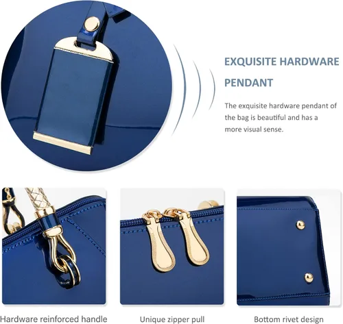 Miniatura 7 de NICOLE & DORIS Bolsos de mano para mujer, bolsos de mano de charol con asa superior, elegantes bolsos de noche, bolsos de hombro pequeños